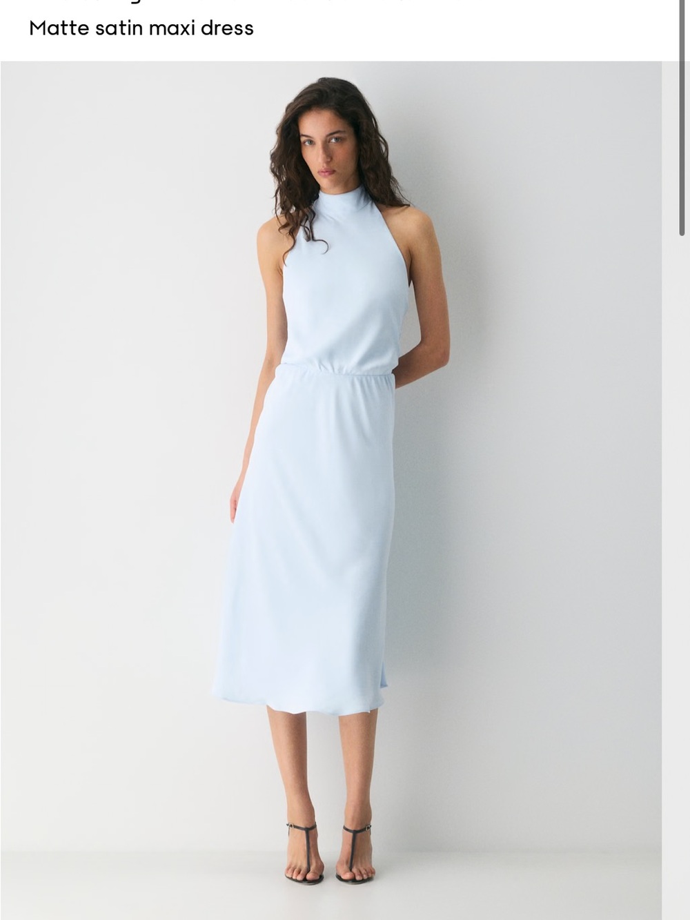 Aritzia Matte Satin Halter Midi Dress in Light Blue